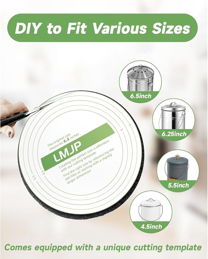 6.7 Inch Charcoal Filters for 16 Pack Kitchen Countertop Compost Bins - Image 7