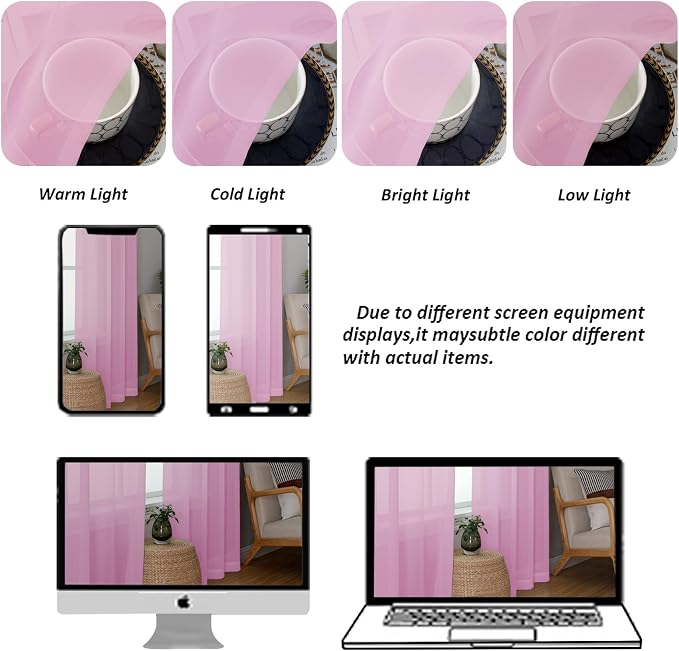 Chyhomenyc Sheer Valances for Windows 2 Pack, Small Window Curtains for Living - Image 5