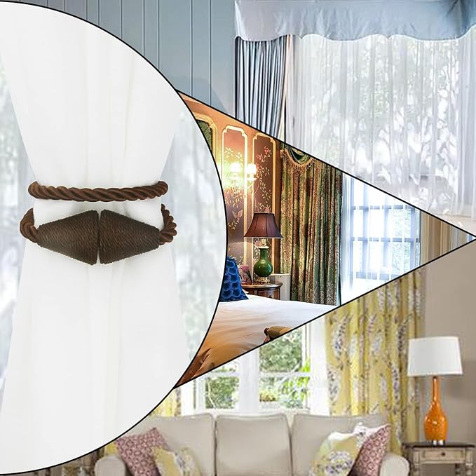 2 Pack Magnetic Curtain Tiebacks Rope Modern Handmade Curtain Tie Backs - Image 6