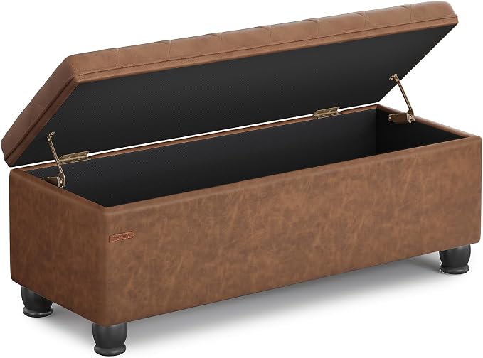 SONGMICS Storage Ottoman, Storage Bench, Tufted Entryway Bedroom Bench - Image 9