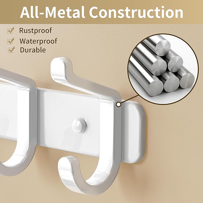 Coat Rack Wall Mounted Heavy-Duty: Metal Coat Hanger 6 Hooks - Image 3