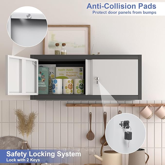 Metal Garage Storage Cabinet, Locking Cabinet Wall Mounted, 12.8" H Floating - Image 4