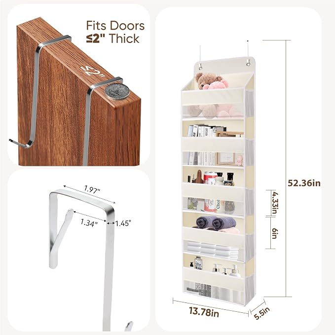 QINGUANG Over The Door Organizer, Hanging Organization and Storage, Behind Door - Image 2