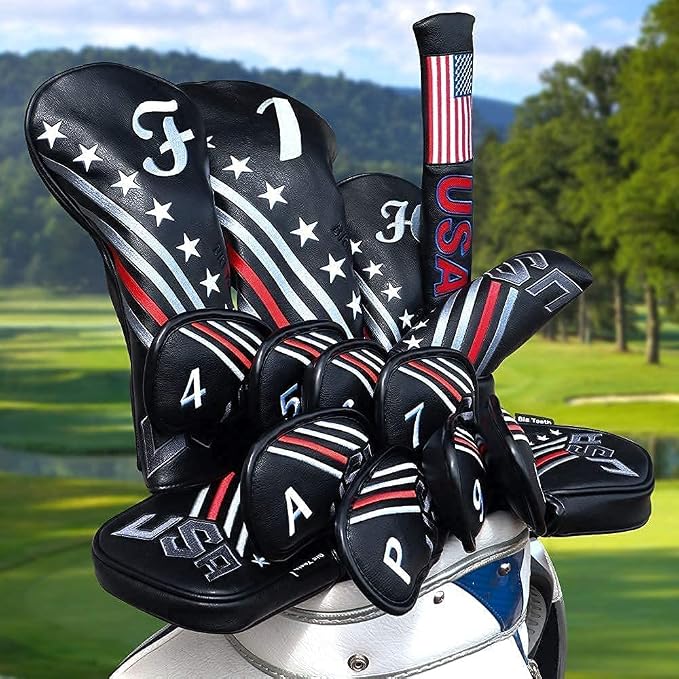 Big Teeth Golf Cover USA Stripe and Star Headcover Covers, Driver Fairway Wood - Image 6