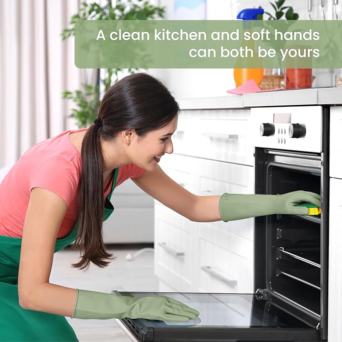 Rubber Cleaning Gloves for Dishwashing, 4 Pairs Reusable Kitchen Gloves for - Image 6