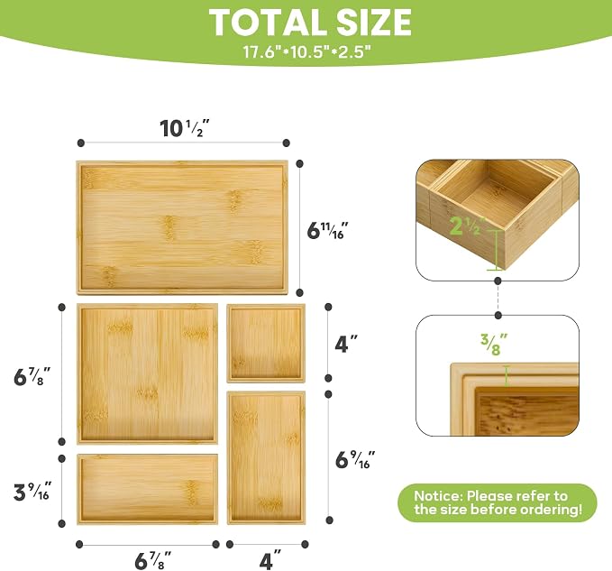 Bamboo Drawer Organizer Set - Image 2