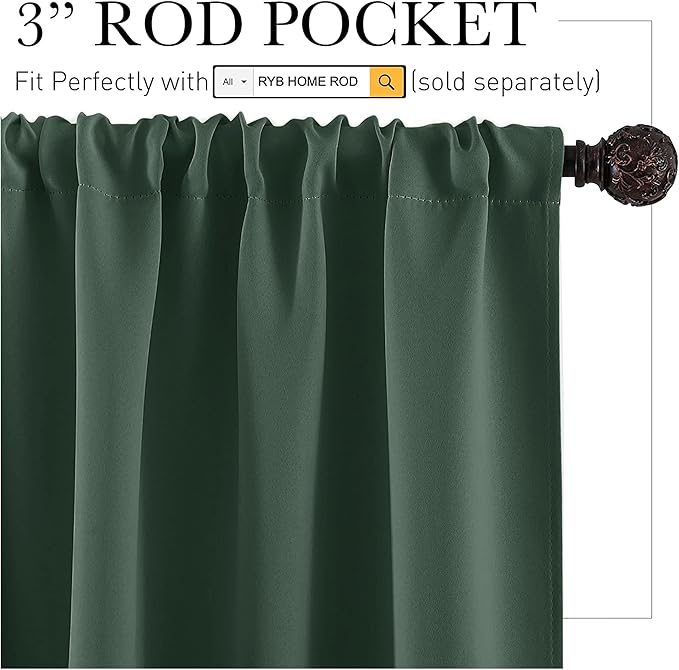 RYB HOME Small Curtains Blackout - Image 2