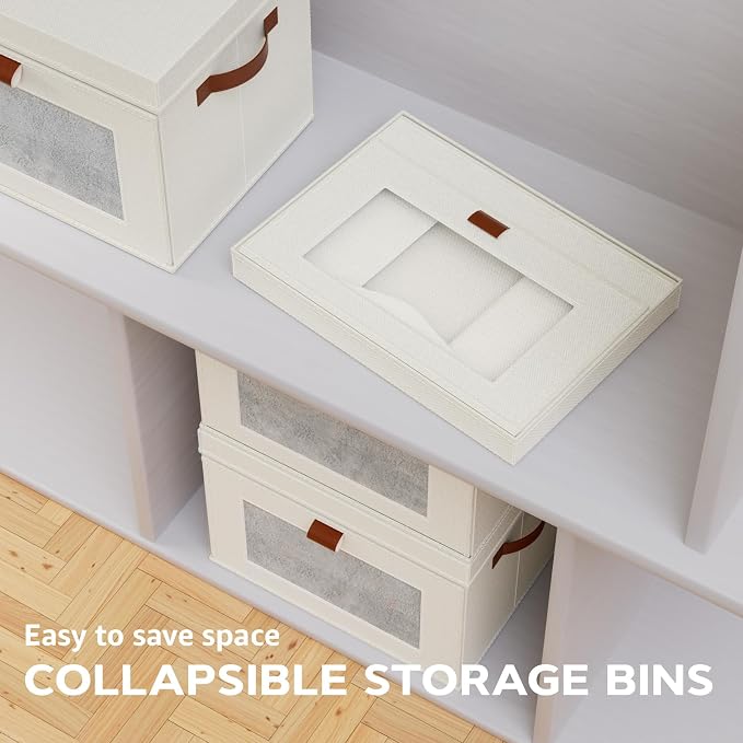 Large Storage Bins with Lids, Stackable&Collapsible Closet Storage Bins - Image 7
