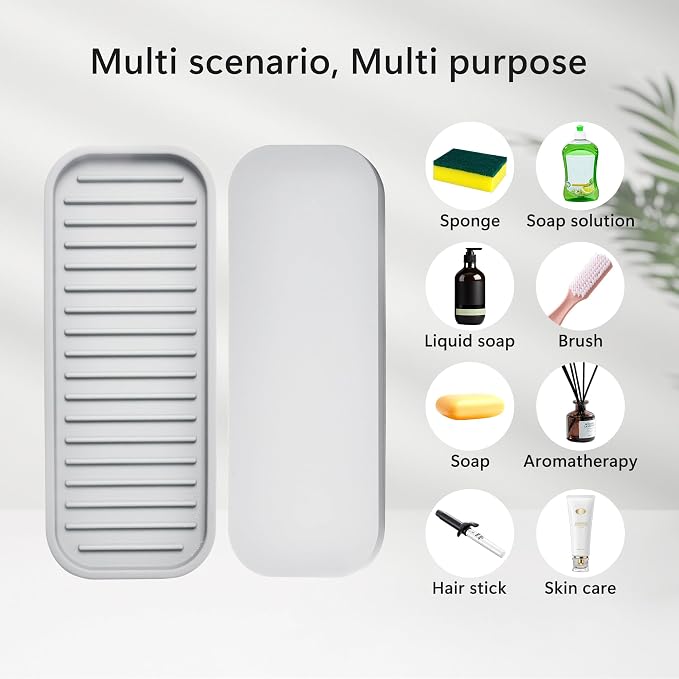 Silicone Sponge Holder Kitchen Sink Organizer Tray Dish Caddy Soap Dispenser - Image 7