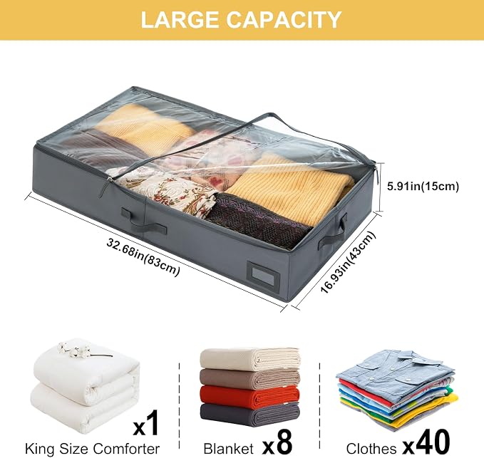 6-Inch Under Bed Storage Containers | Sturdy Sidewalls | Clear Cover & Label - Image 3