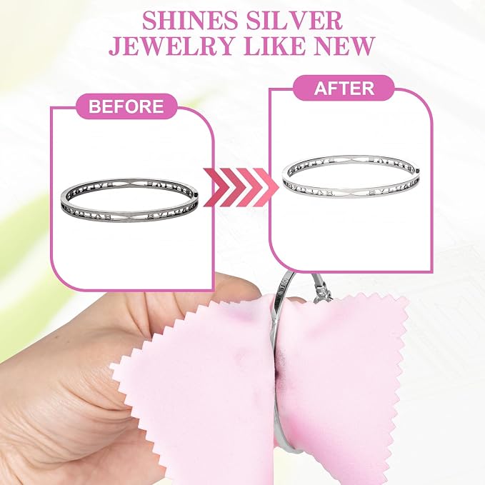 100 Pack Jewelry Polishing Cloth, 3.15" x 3.15" Pink Cleaning Cloths, Small - Image 3