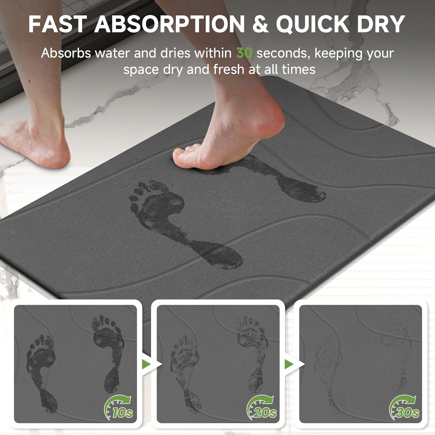 2 Pack Stone Bath Mat, Diatomaceous Earth Bath Mat, Stone Shower Mat for Bathroom, Absorbent Bath Mats, Non-Slip Barhroom Floor Mat, Quick Dry, Easy to Clean, 23.6 x 15.4