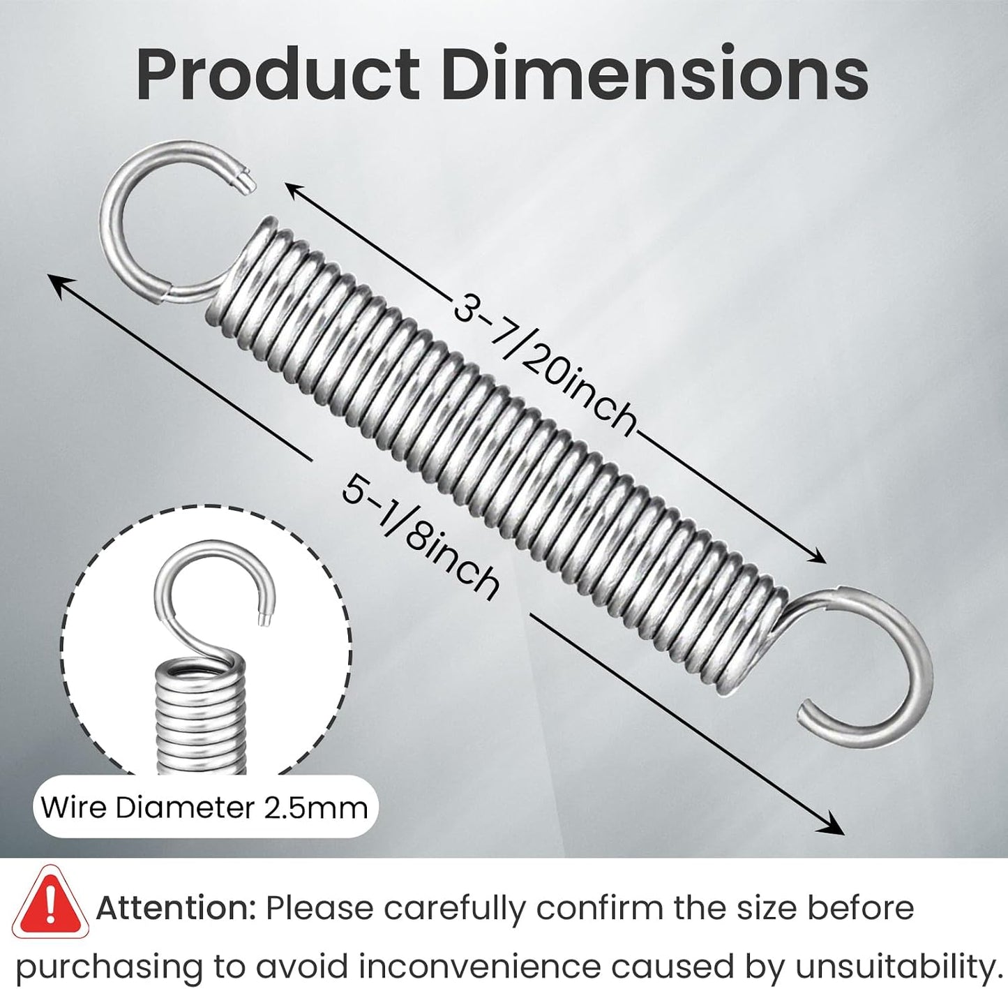 5-1/8" Recliner Spring Replacement Stainless Steel Sofa Chair Mechanism Tension Spring Compatible with Ashley, Flexsteel, La-Z-Boy, and Homestretch Recliners 2 PCS