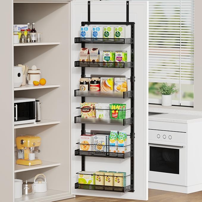 6-Tier Over the Door Pantry Organizer, 2 in 1 Large Door Spice Rack - Image 2