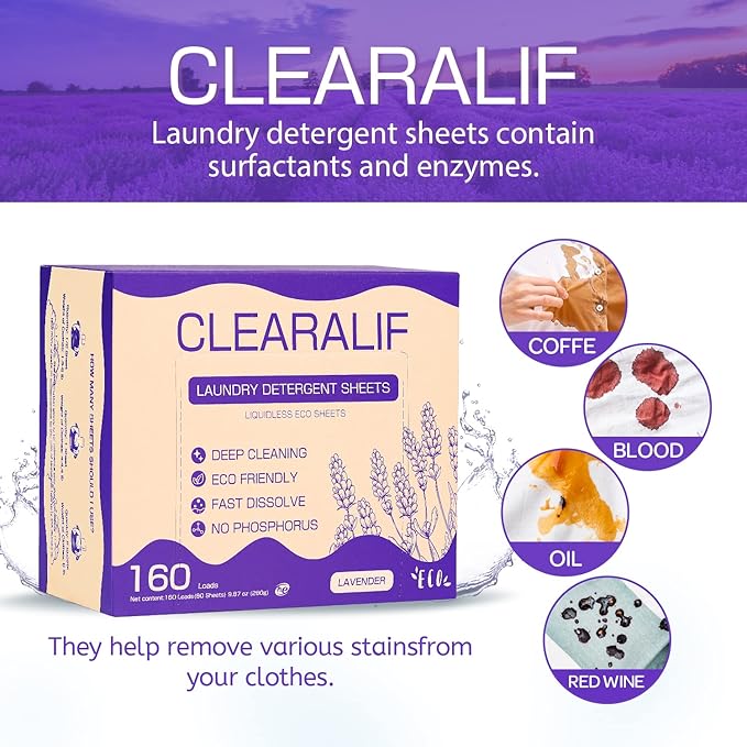 CLEARALIF Laundry Detergent Sheets 80 Sheets, Lavender - Image 6