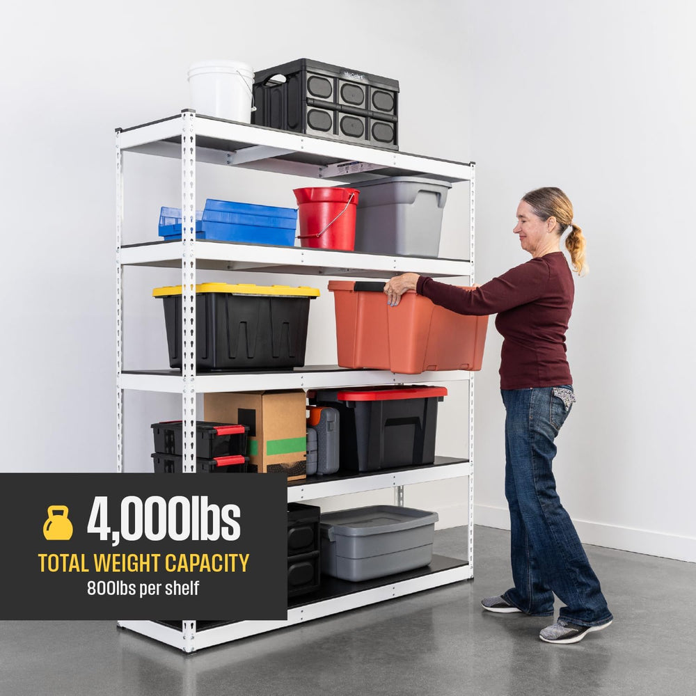 SafeRacks 5-Tier Modular Garage Shelving, White, 18”x60 x72