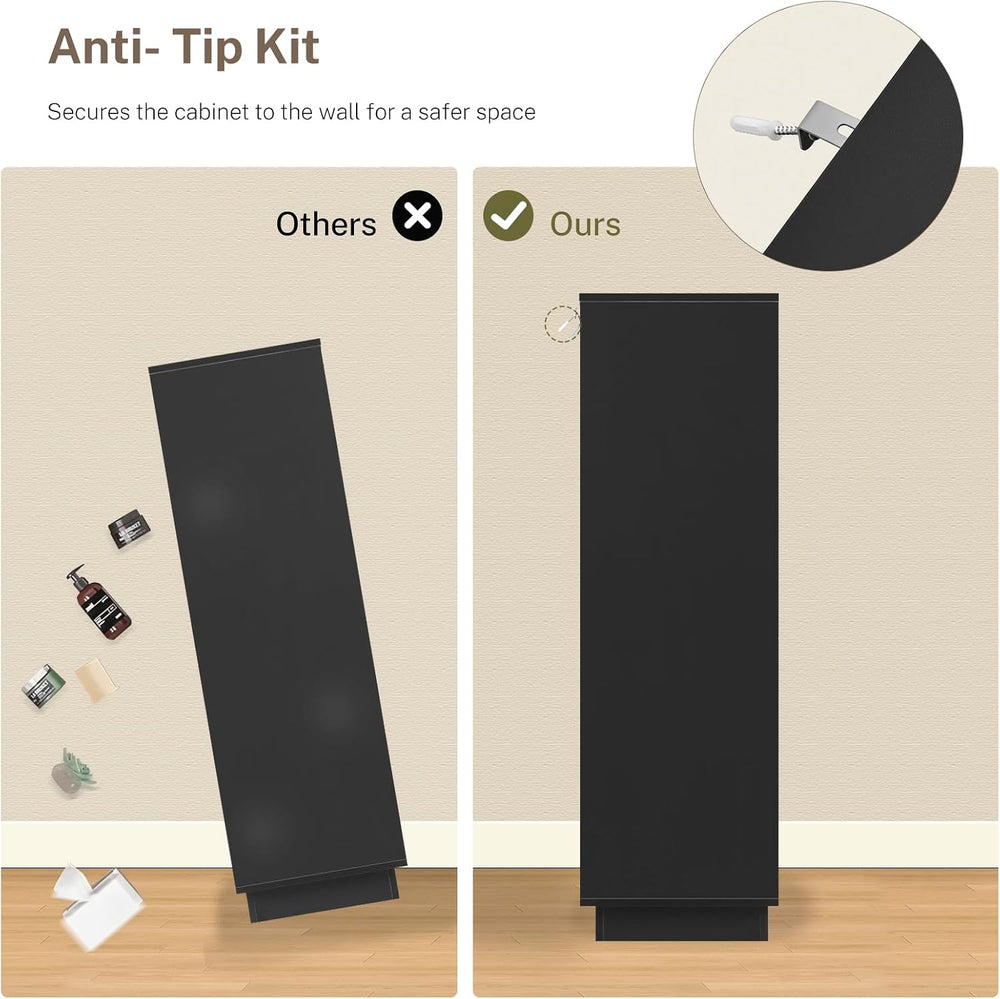 TEENFON 51.6" Tall Dresser for Bedroom, Black Dresser, 7 Drawer Dresser