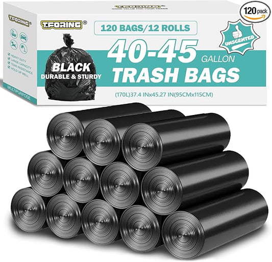 40-45 Gallon Black Trash Bags 120 Count by TFORING%C2%AE