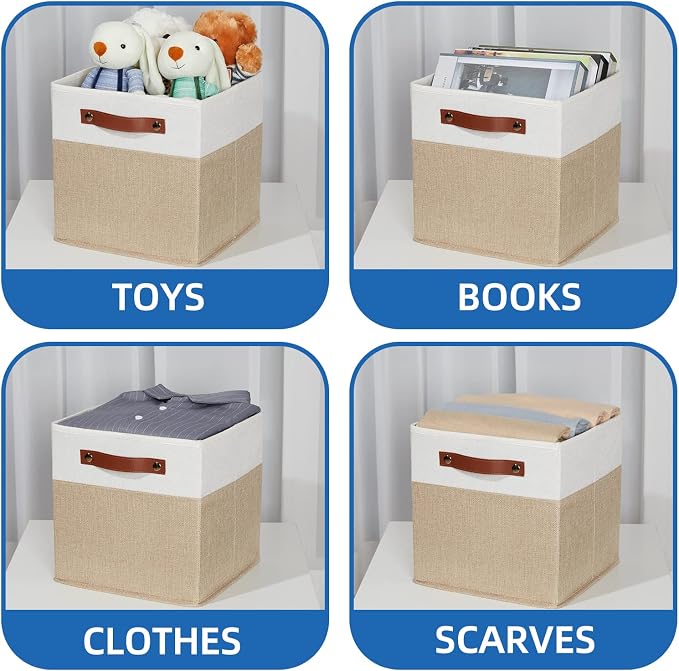 Temary Fabric Storage Cubes Bins, 11 inch Cube Storage Baskets, Foldable Cube - Image 4