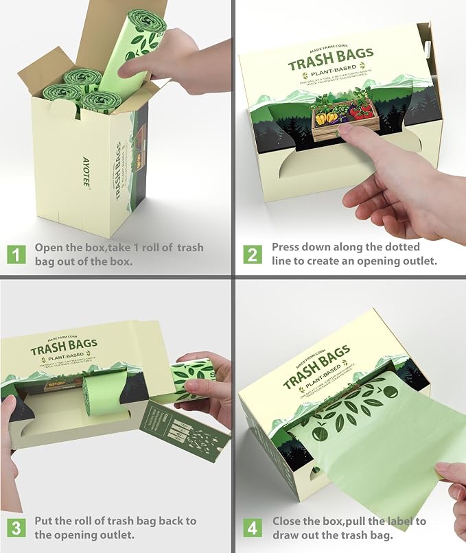 Large Compostable Trash Bags 13 gallon 60 Packs, AYOTEE Biodegradable Trash Bag - Image 7
