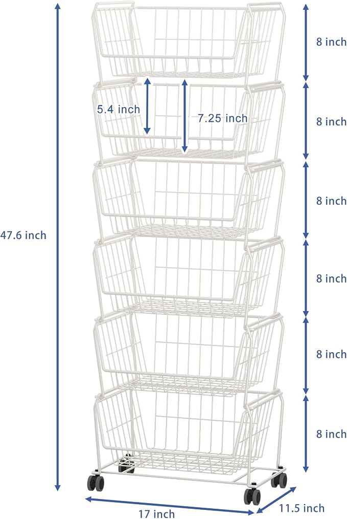 PUSDON Stackable Metal Storage Carts, Dual Use Shelf - Image 7