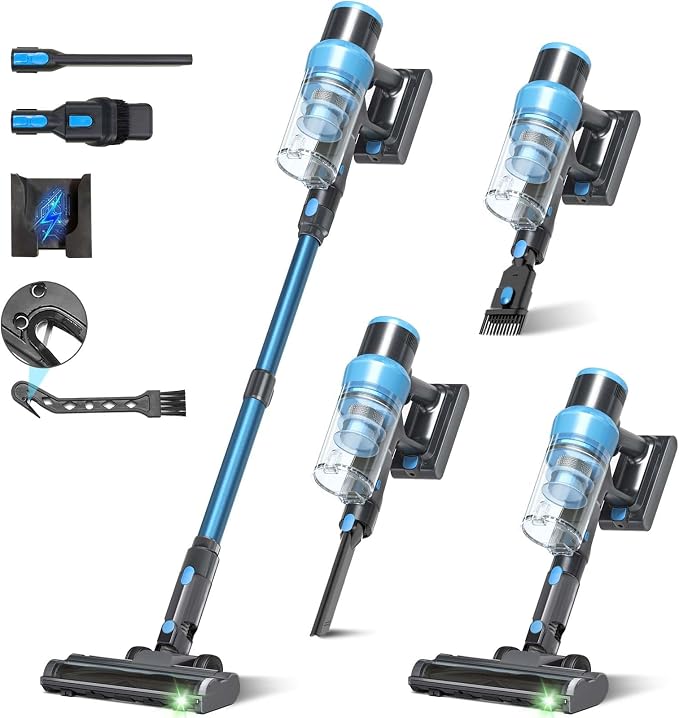 Cordless Vacuum Cleaner, 250W/38kPa/65Mins-8-in-1 Stick Vacuum Cleaners by PRAVOLE