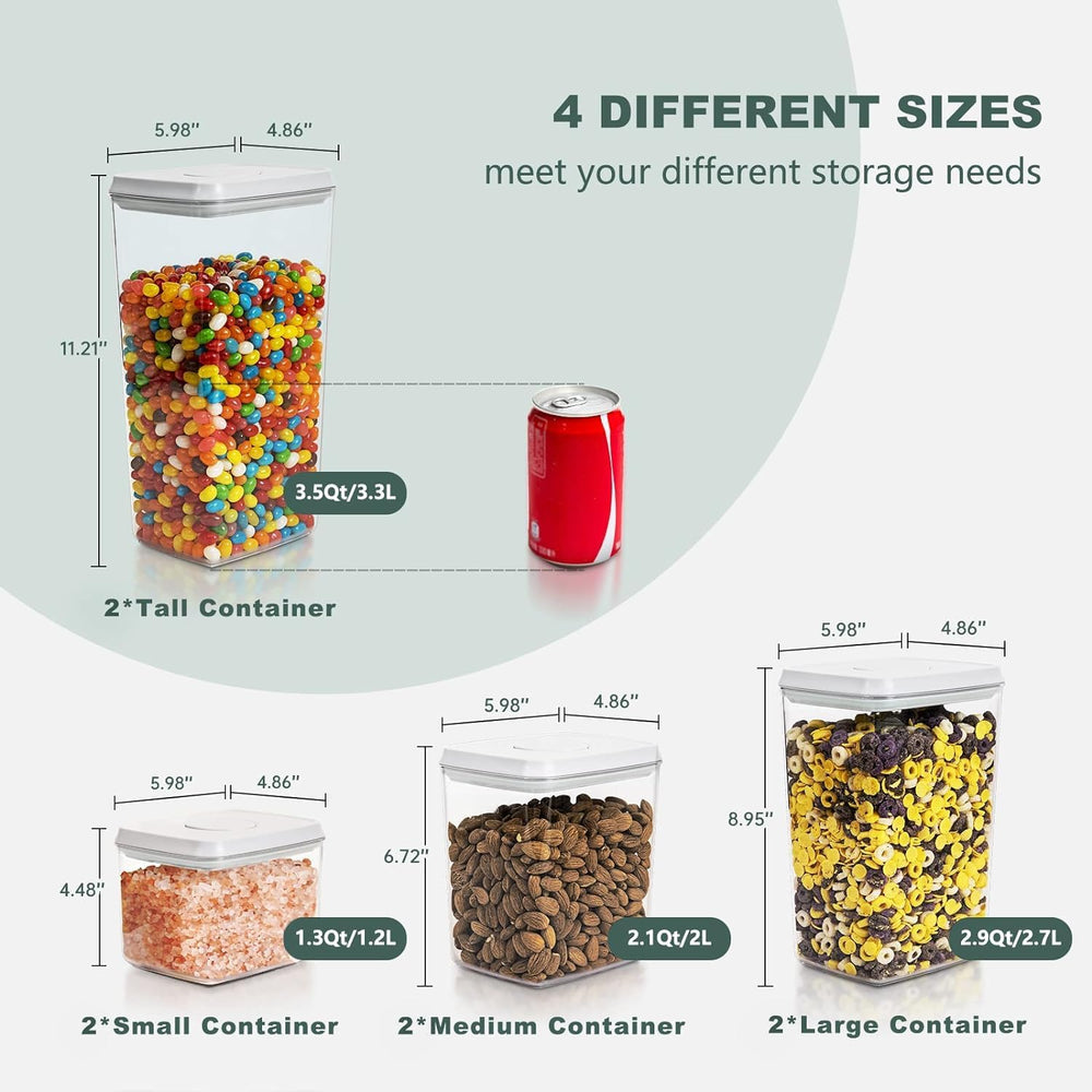Airtight Food Storage Containers, 8-Piece Pantry Organizer Set