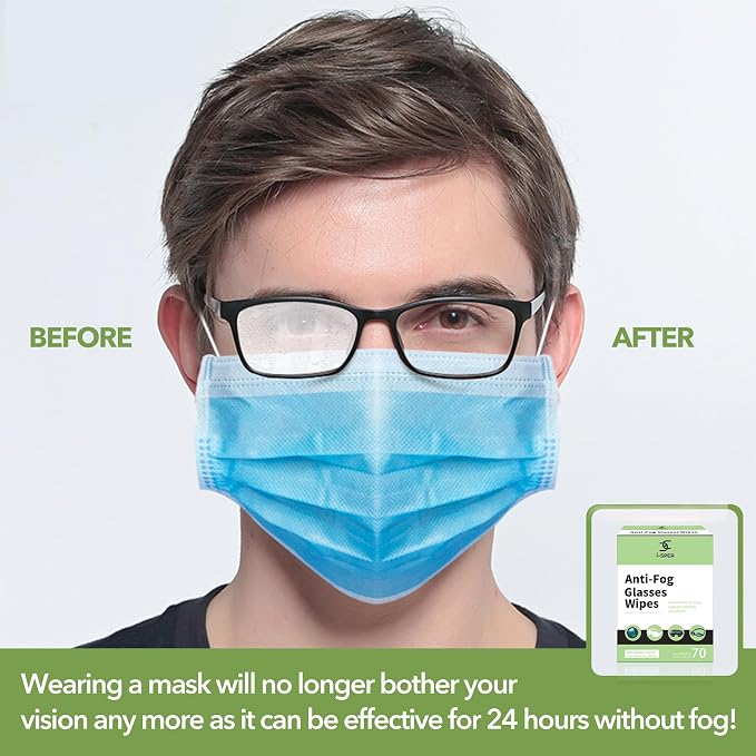 70 Count Anti Fog Lens Wipes for Eyeglasses, Pre-Moistened Individual Wrapped - Image 2