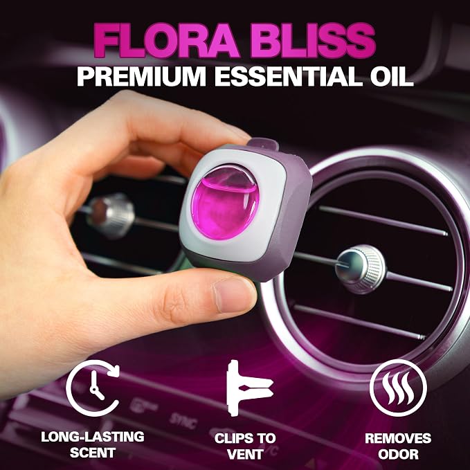 Air Jungles Flora Bliss Scent Car Air Freshener Clip, 6 Vent Clips, 4ml Each - Image 2