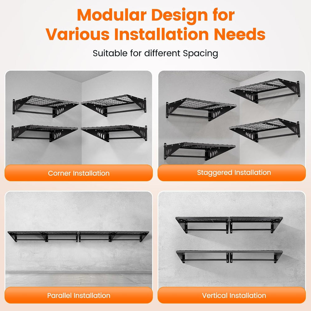 ENJOYWOOD Garage Shelving 2x2ft 4-Pack Wall Mounted Storage Rack