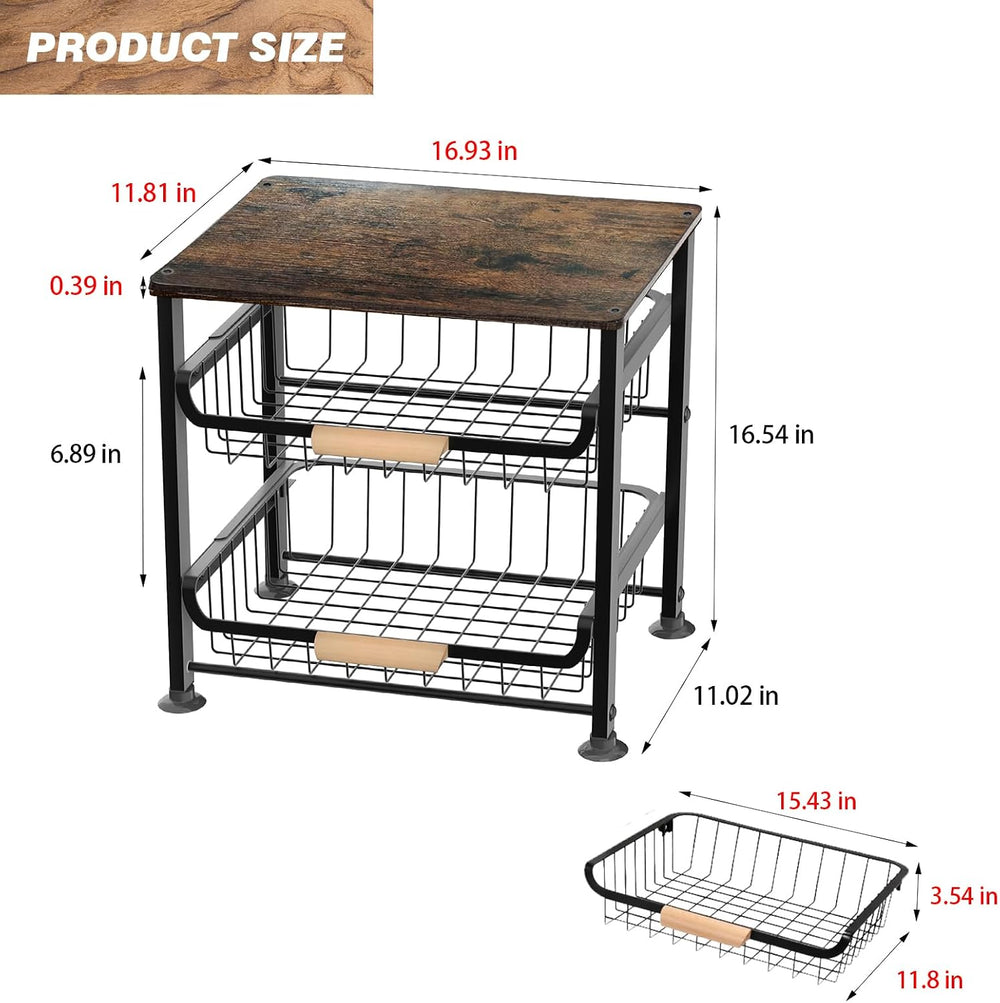 3-Layer Fruit Basket Kitchen Food Organizer and Rack Rolling Pantry Kitchen C...