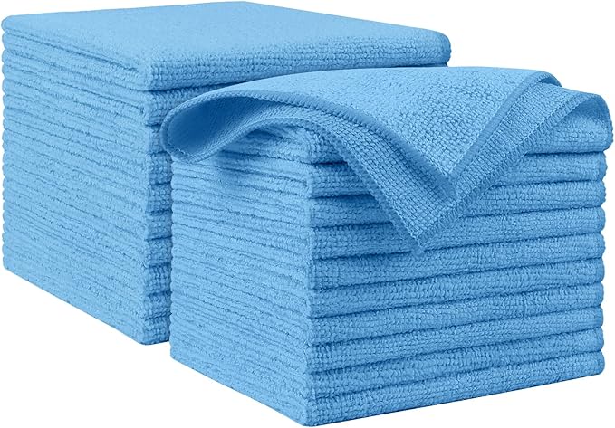 AIDEA Microfiber Cleaning Cloth Blue 20PK, Microfiber Towels by AIDEAHOME