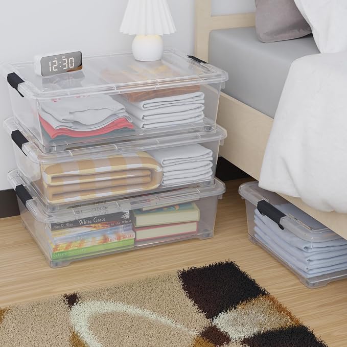4-Pack 25L Plastic Under Bed Storage Organizer Bin Container - Image 6