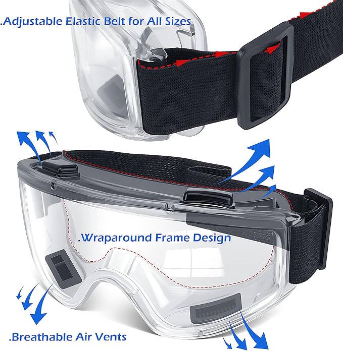 OXG 6 Pack Safety Goggles ANSI Z87.1 Glasses, Anti-Fog Protective Safety - Image 4