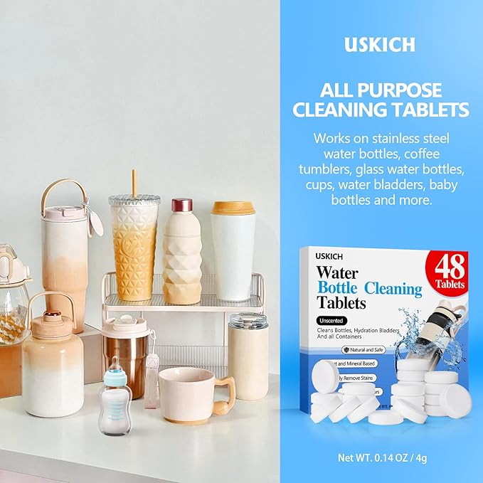 USKICH 48 Pack Water Bottle Cleaning Tablets, Water Bottle Cleaner Great - Image 3
