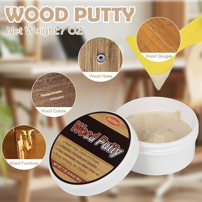 SEISSO Wood Putty, Wood Putty Outdoor Waterproof, Wood Repair Putty Stainable - Image 2