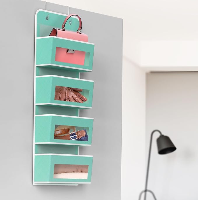 Simple Houseware 4 Clear Window Pocket Over Closet Door Storage Hanging - Image 6