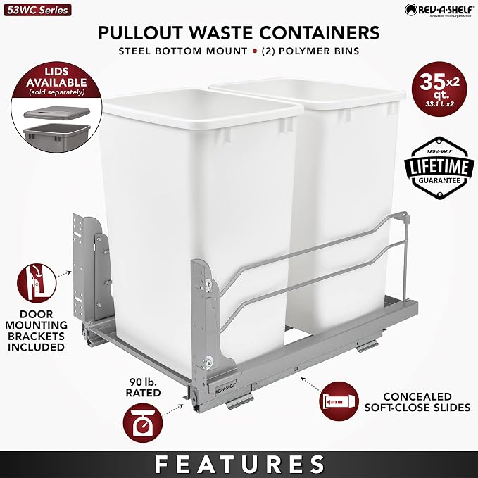 Rev-A-Shelf Double Pullout Trash Cans - Image 3