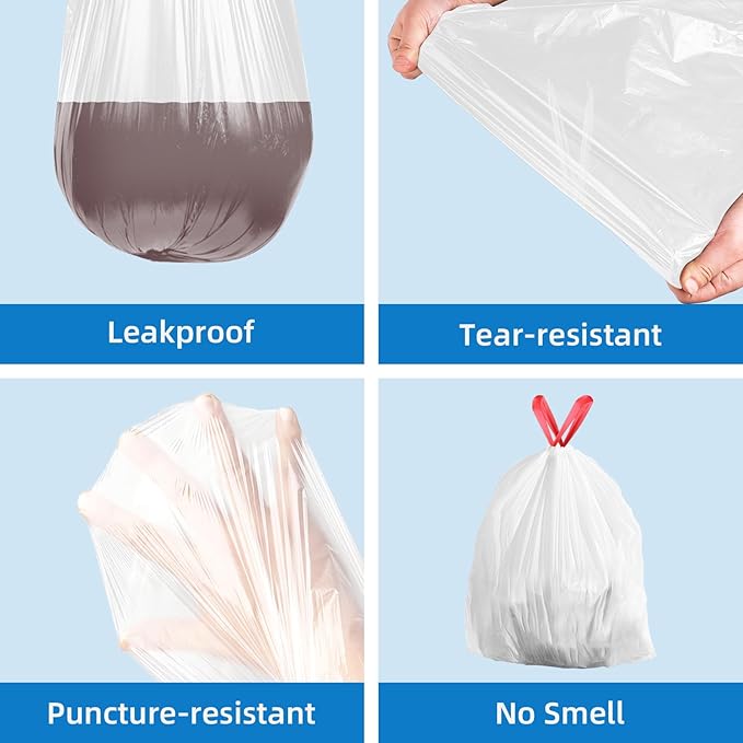 13.2 Gallon Tall Kitchen Drawstring Trash Bags, Leak Proof, Waste Bag - Image 4
