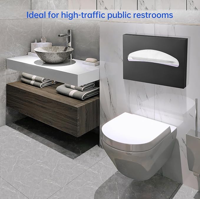 Toilet Seat Cover Dispenser Wall Mounted Stainless Steel Matte Black - Image 6