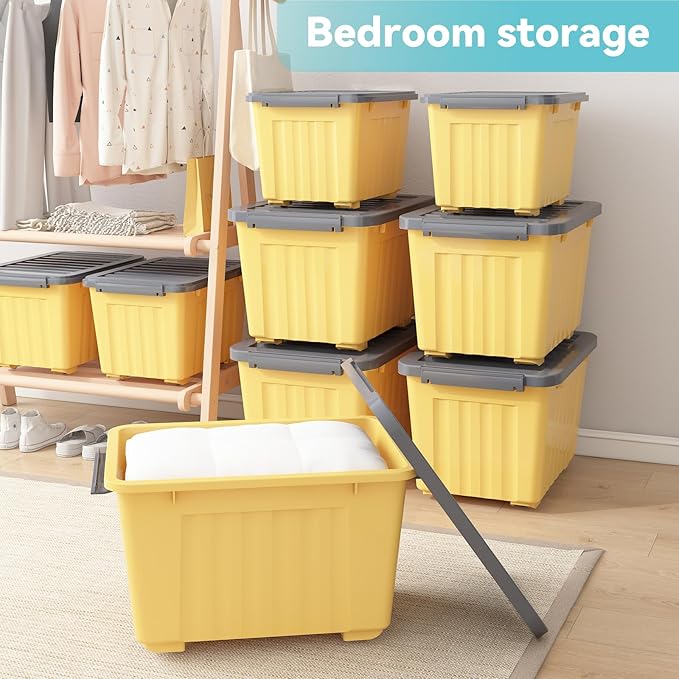 Nazhura Plastic Storage Bin, Stackable and Nestable Storage Boxes