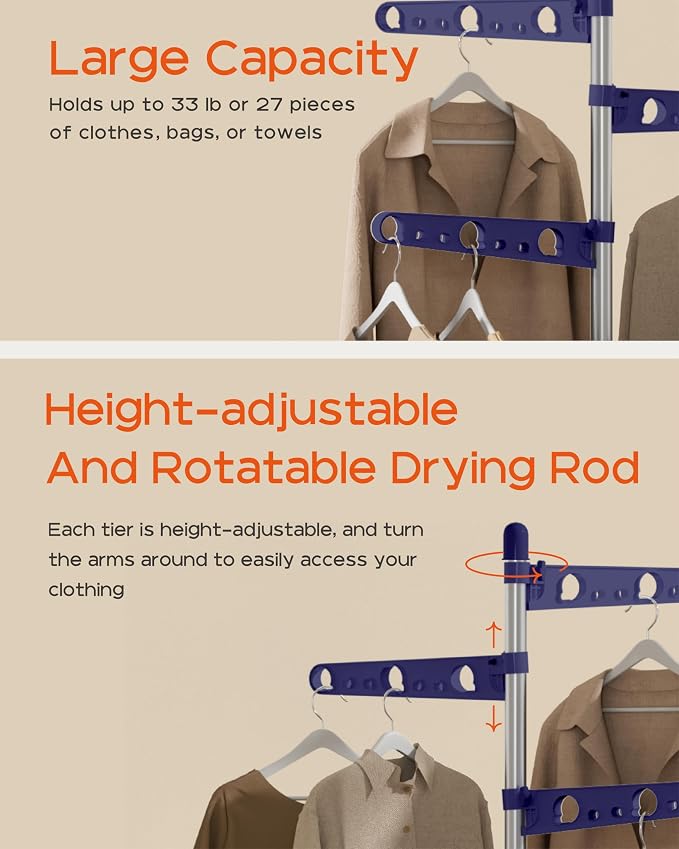 Clothes Drying Rack Foldable, 70.9 inch Tripod Drying Rack - Image 6