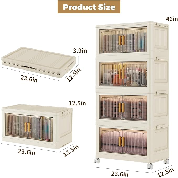 4 Tier Stackable Plastic Storage Bins - Image 2