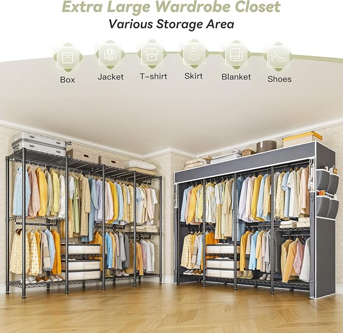 Raybee Clothes Rack with Cover, 1150LBS Heavy Duty Clothing Rack - Image 4