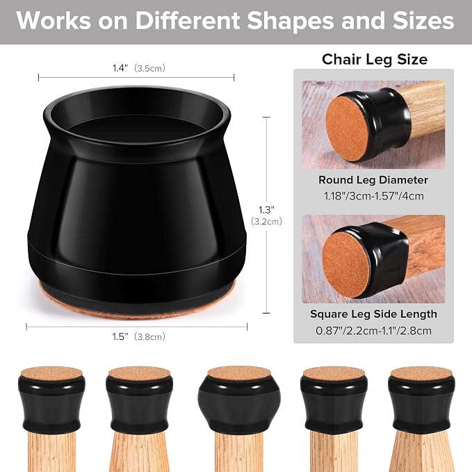 24PCS Upgraded Silicone Chair Leg Floor Protectors - Image 2