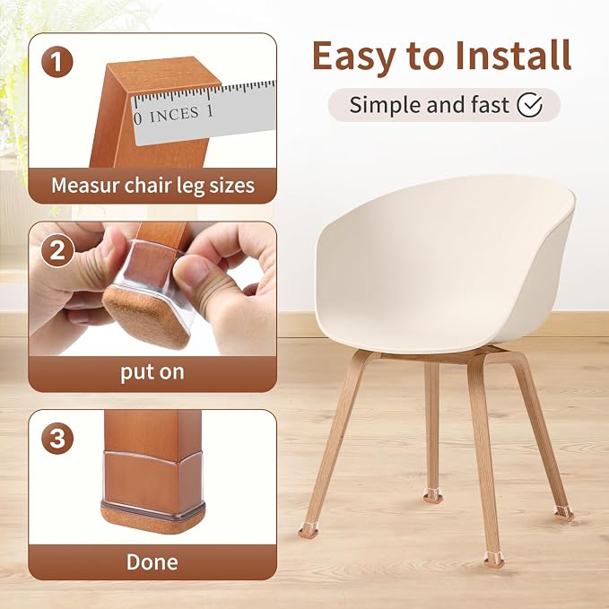 Ezprotekt 8 Pcs Rectangle Clear Felt Chair Leg Floor Protectors - Image 4