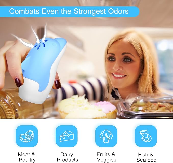 Asltw Upgrade Cute Fridge Deodorizer, Dolphin Fridge Cleaner, Freezer Odor - Image 3