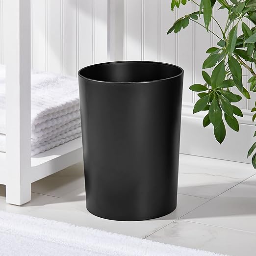 mDesign Stainless Steel Round Metal Trash Can, Small 2.8 Gallon Wastebasket - Image 2
