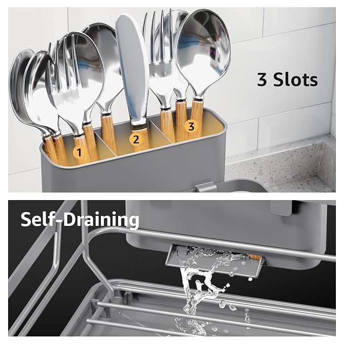 Dish Drying Rack for Kitchen Counter, Space-Saving Dish Rack, Sink Kitchen - Image 4