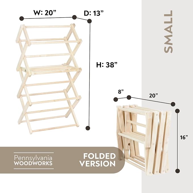 Pennsylvania Woodworks Clothes Drying Rack: Solid Maple Hard Wood Laundry Rack - Image 3